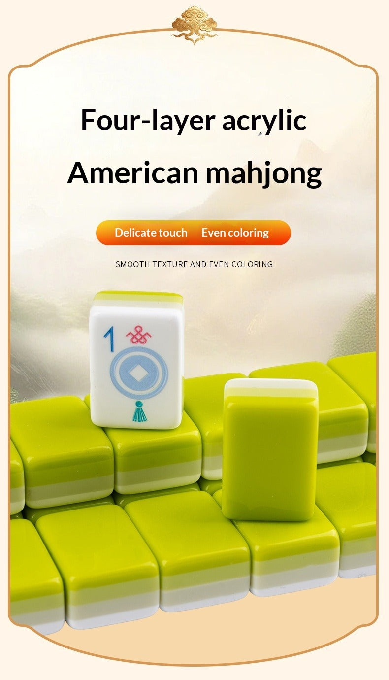 American Mahjong Acrylic Tile Set with 4-Layer Storage Box
