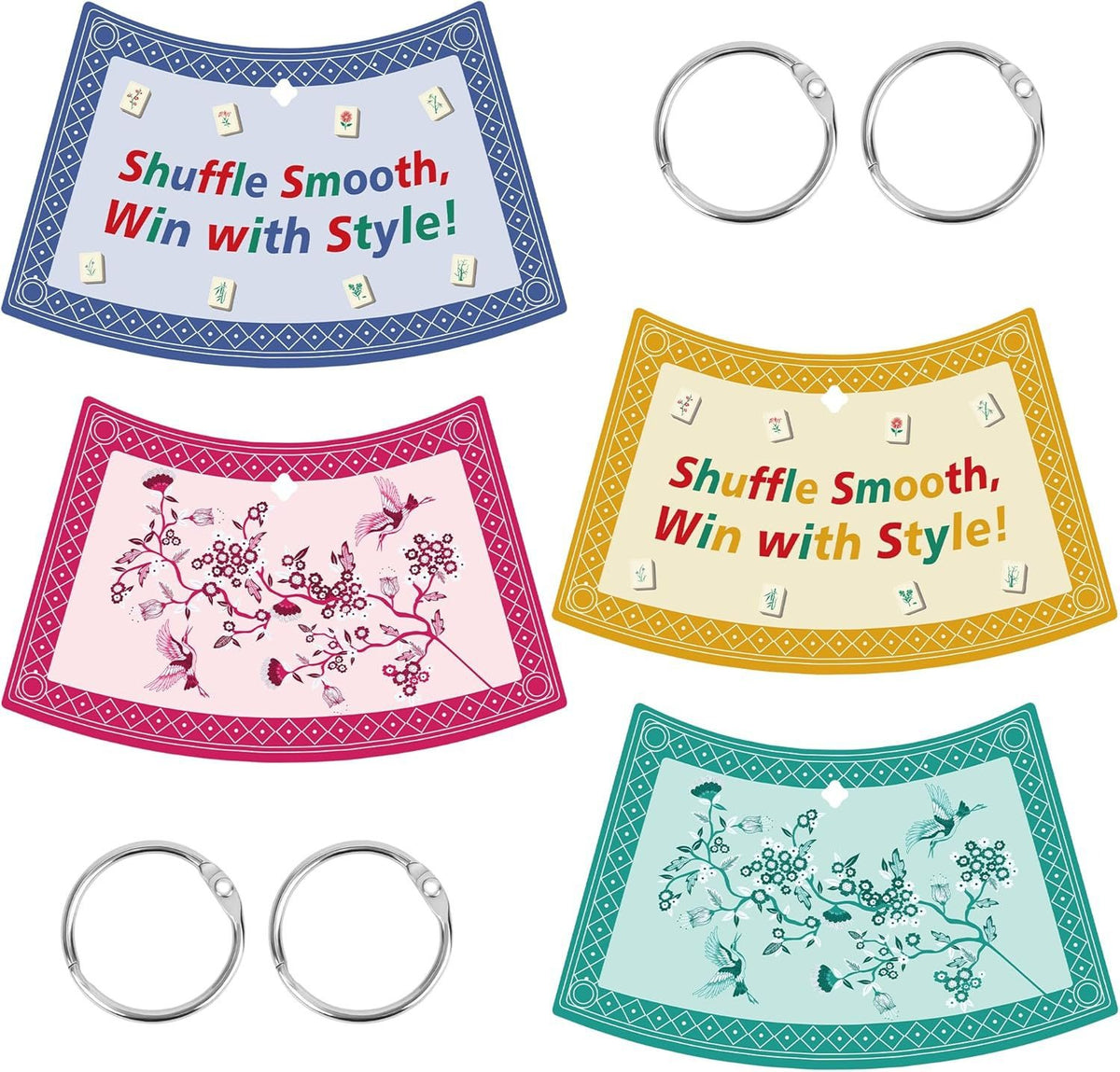 Colorful Mahjong Tile Shufflers with Slogans – Set of 4