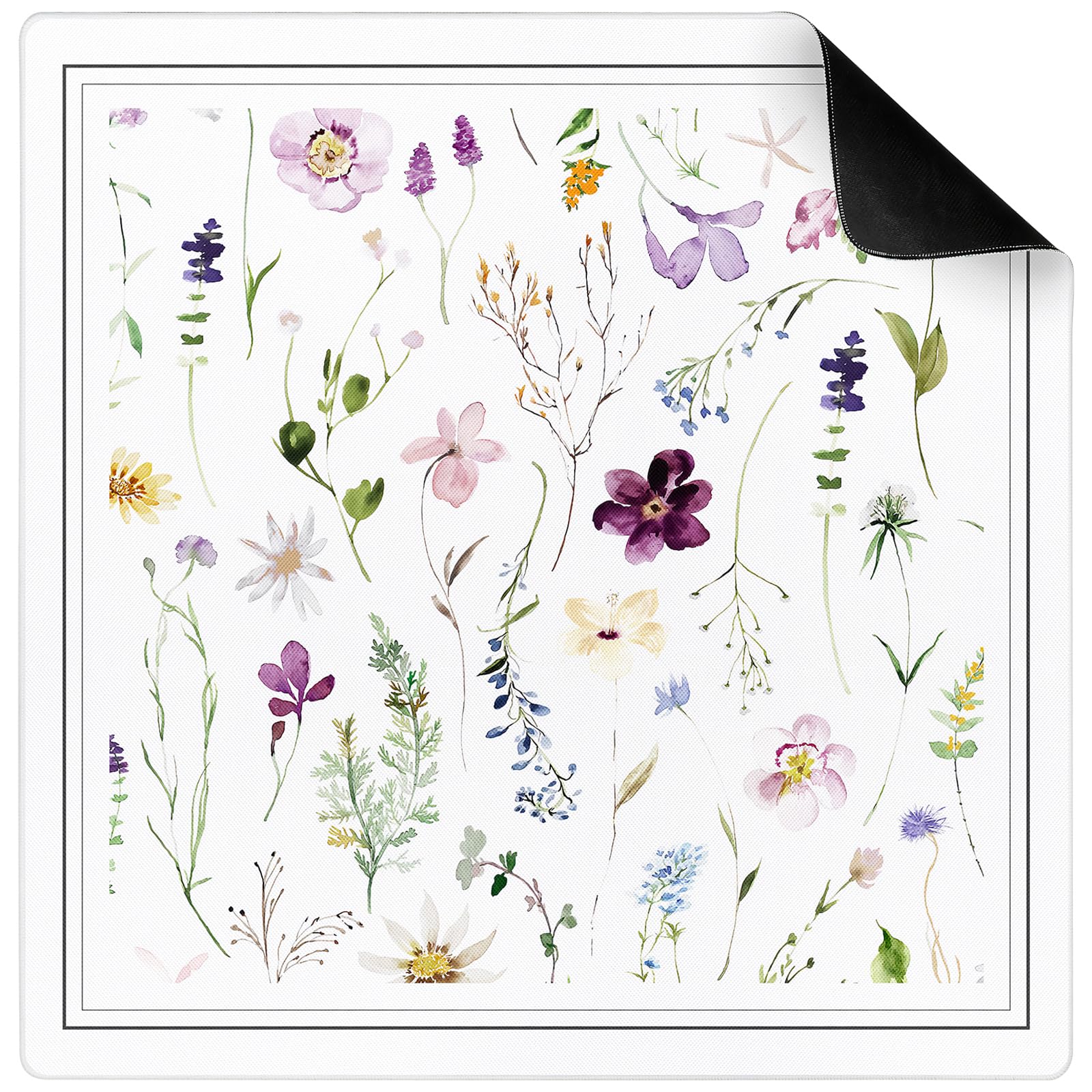 Floral Mahjong table mat with black underside