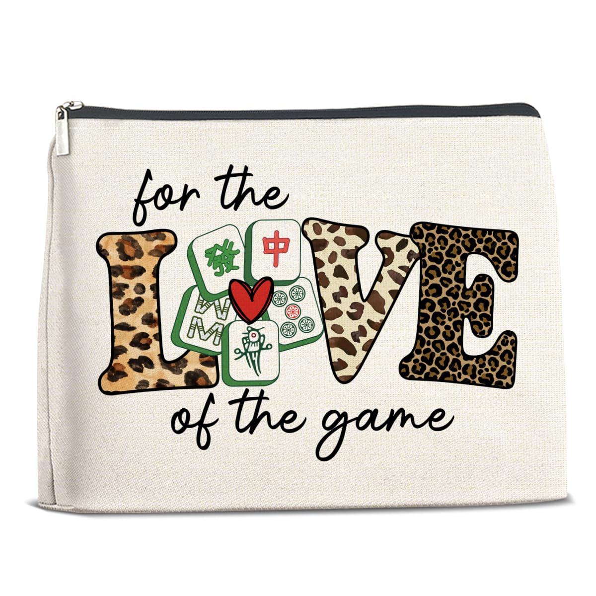 Mahjong Makeup Bag – Double-Sided 9 × 7 in Pouch