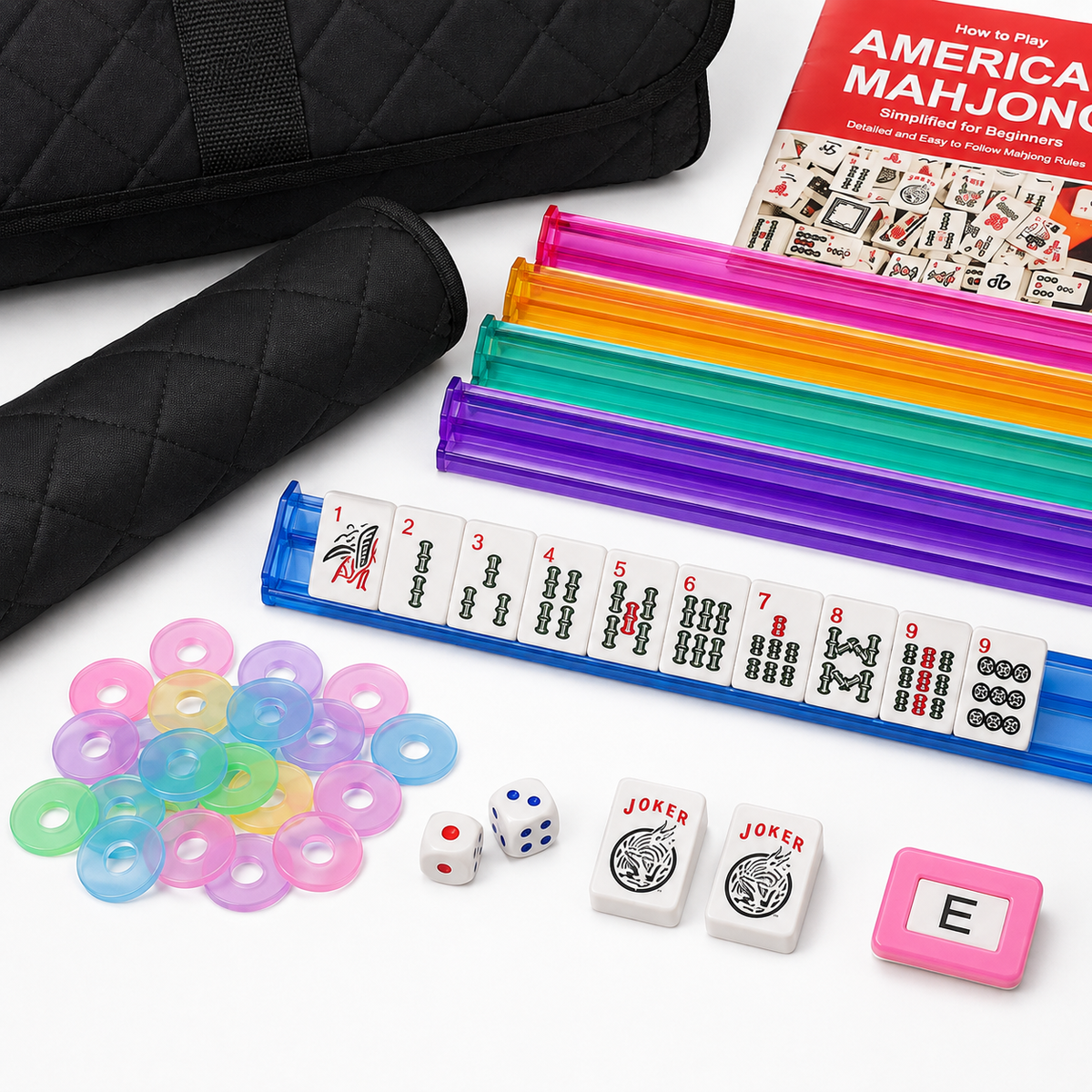 American Mahjong Set – 166 Tiles, Racks & Black Quilted Bag
