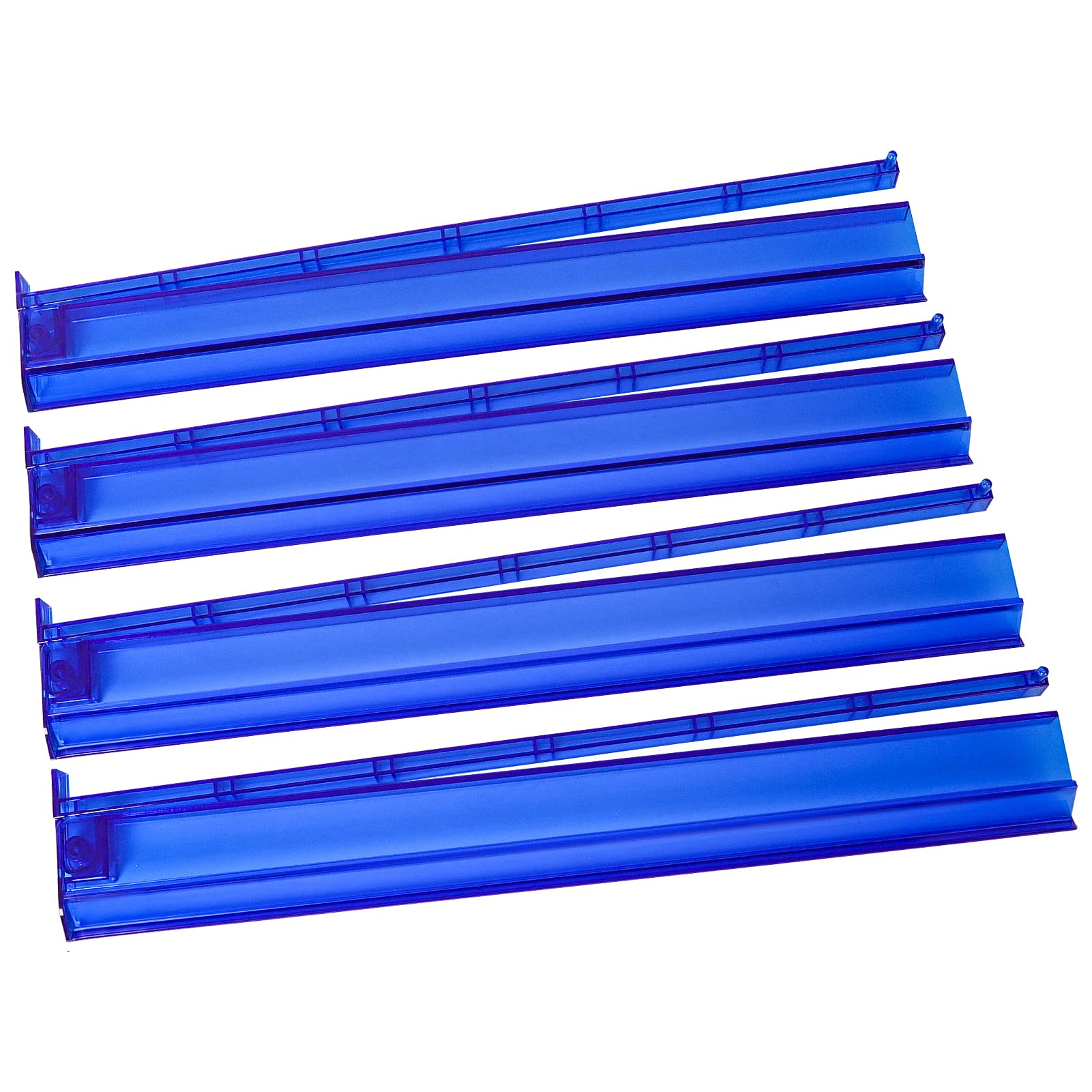 Four blue acrylic Mahjong racks with connected pushers