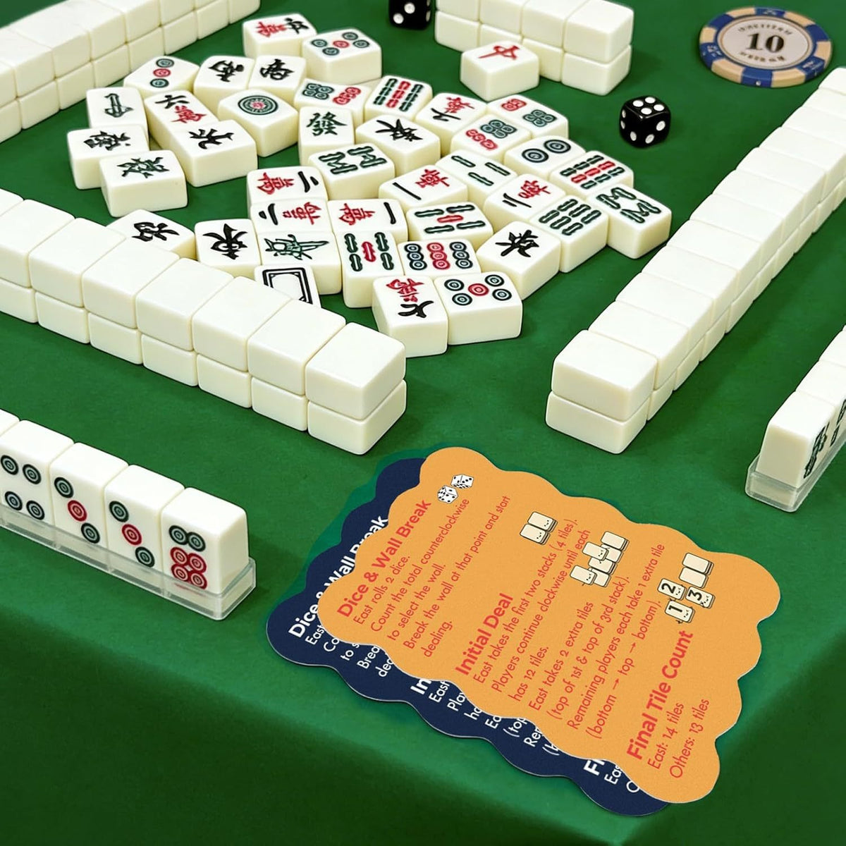 Colorful Mahjong Tile Shufflers with Slogans – Set of 4