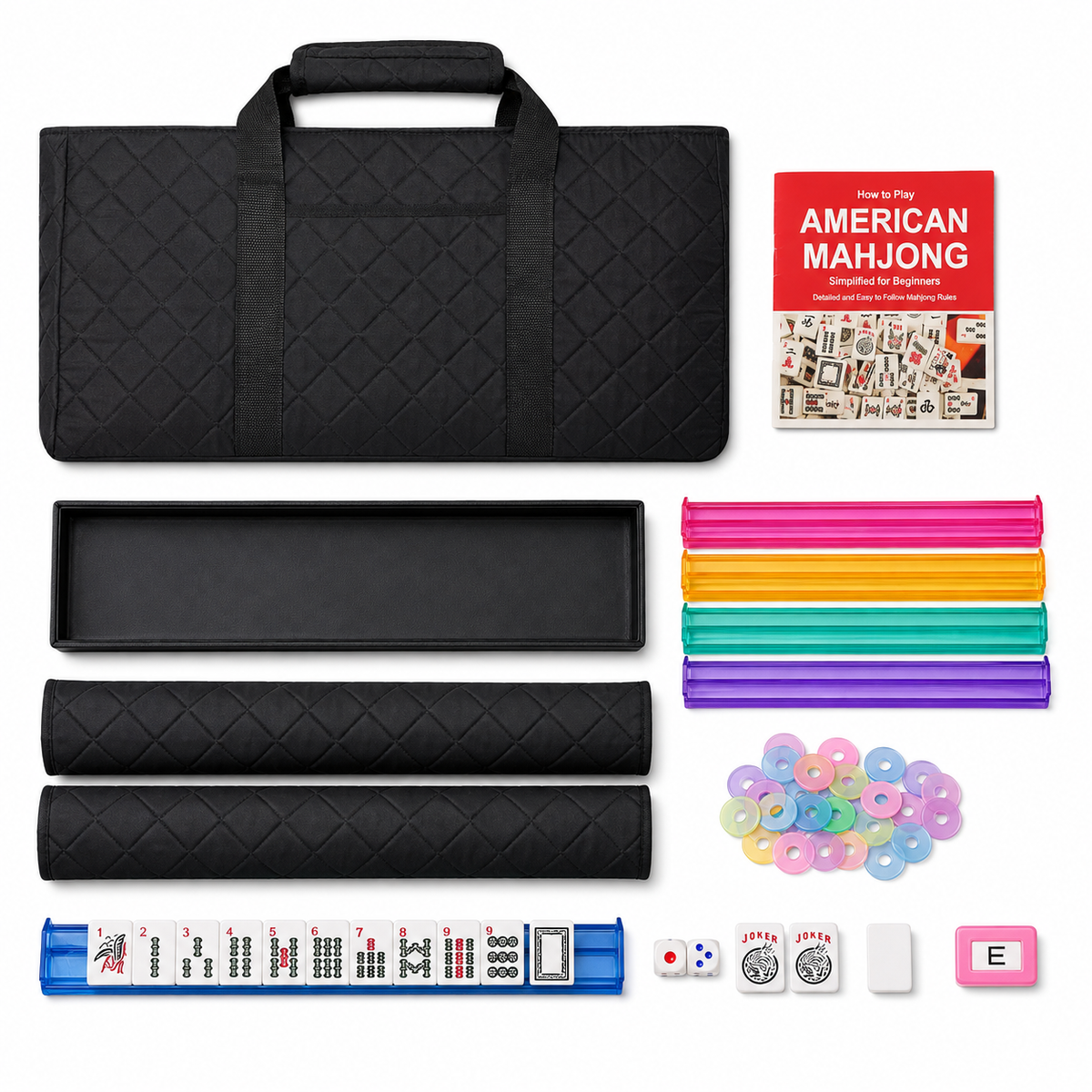 American Mahjong Set – 166 Tiles, Racks & Black Quilted Bag