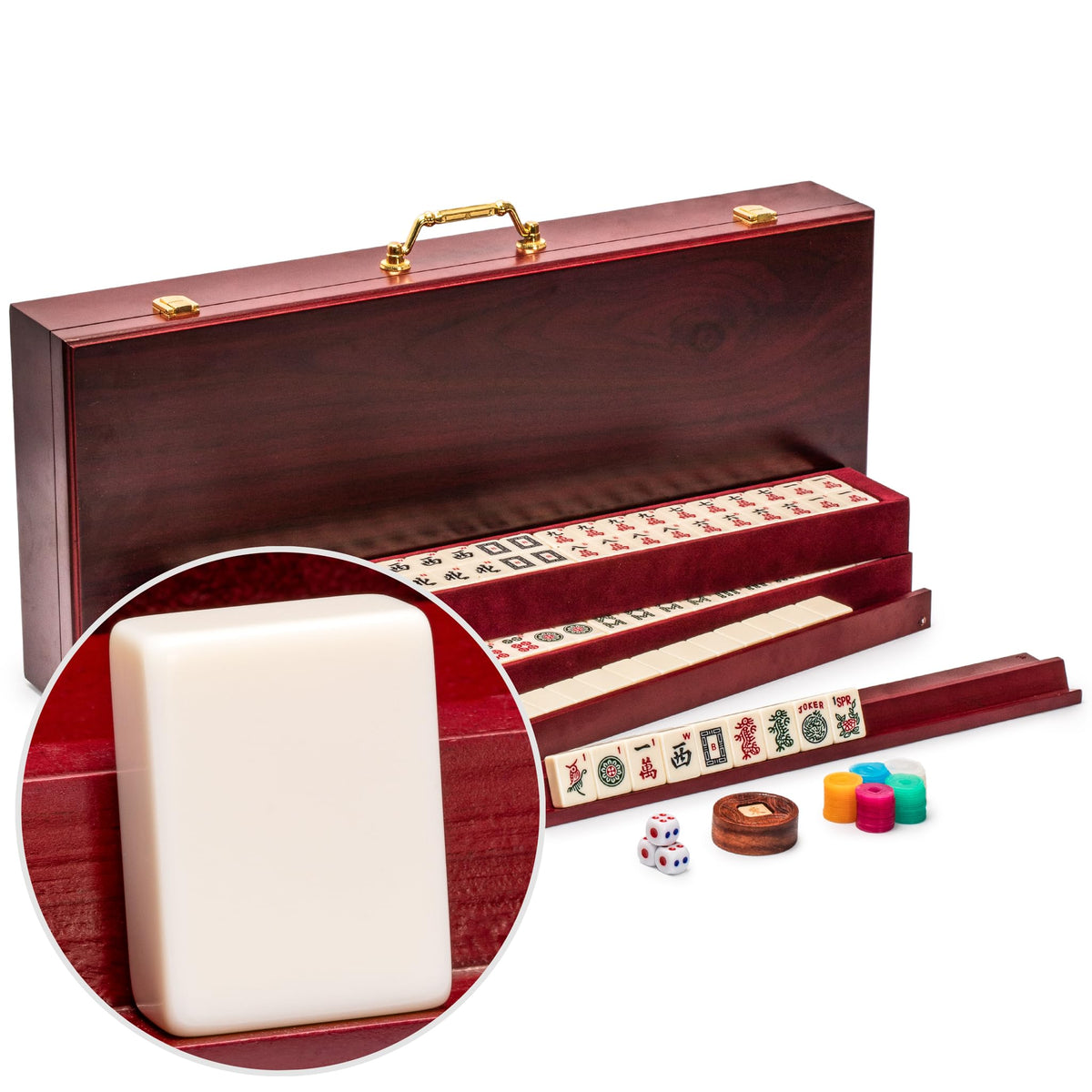 Premium American Mahjong Set – 166 Tiles & Redwood Case