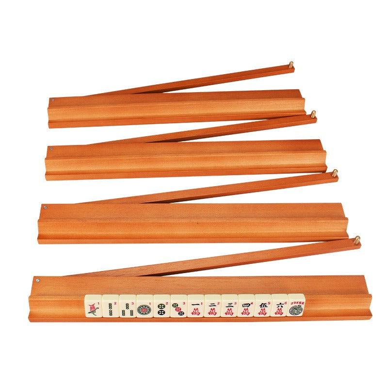 Solid Wood Mahjong Racks with Pushers – Set of 4