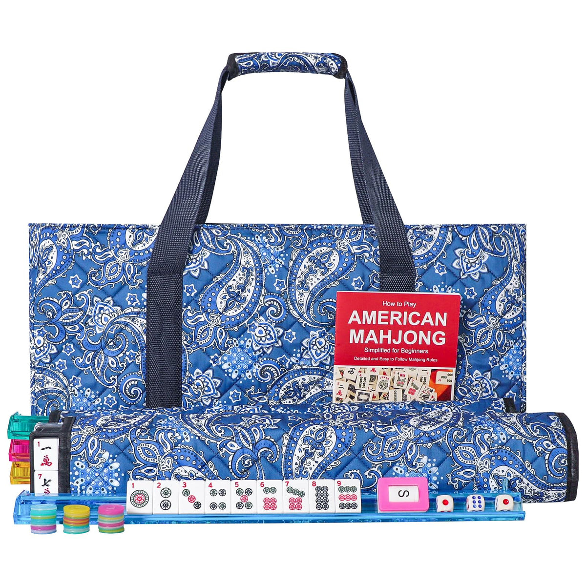 American Mahjong Set – 166 Tiles, Racks, Trays & Blue Bag