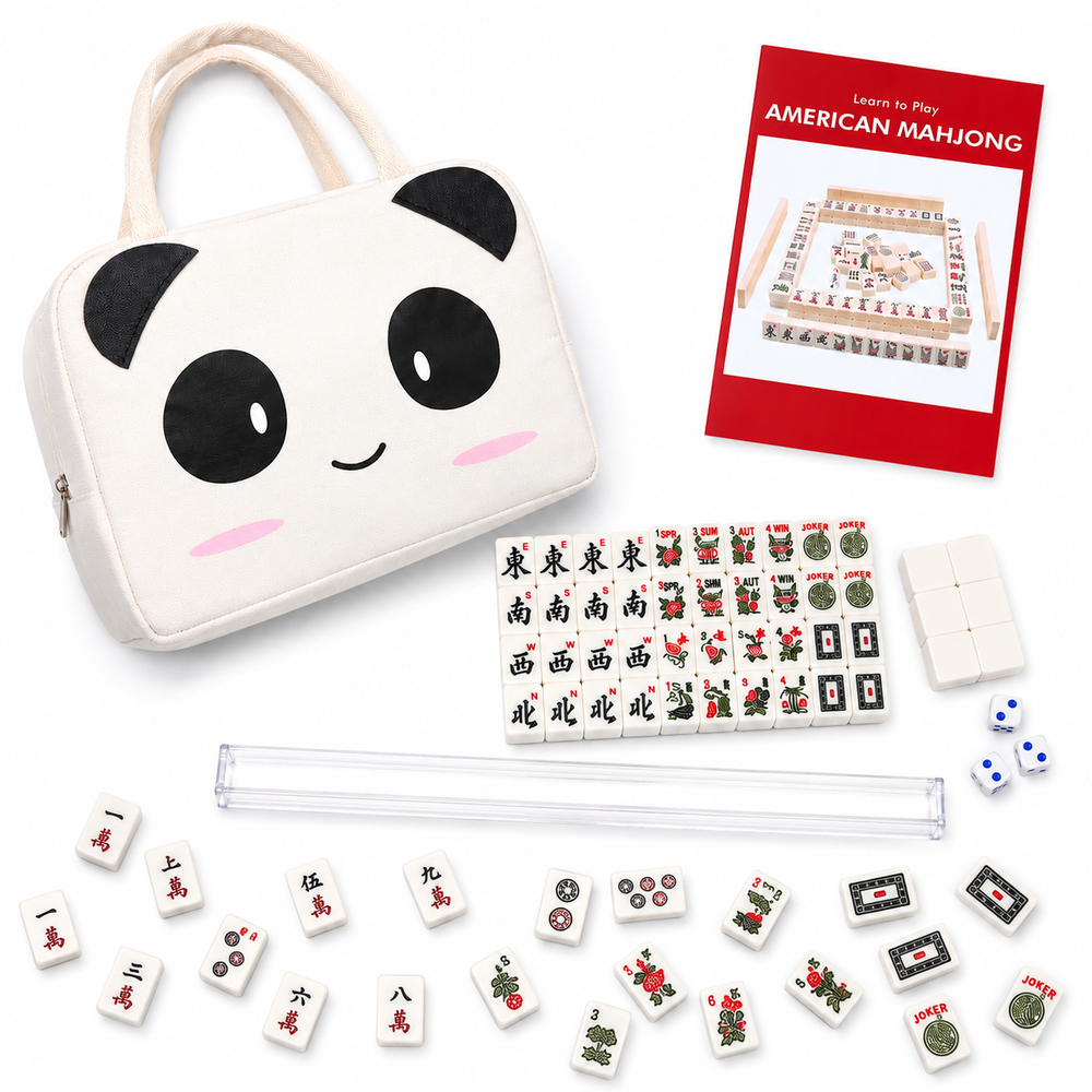 Mini American Mahjong Travel Set – 166 Tiles, Racks & Panda Bag