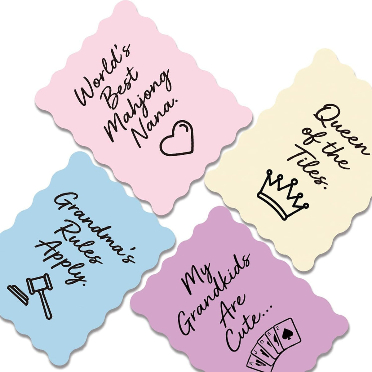 Colorful Mahjong Tile Shufflers with Slogans – Set of 4