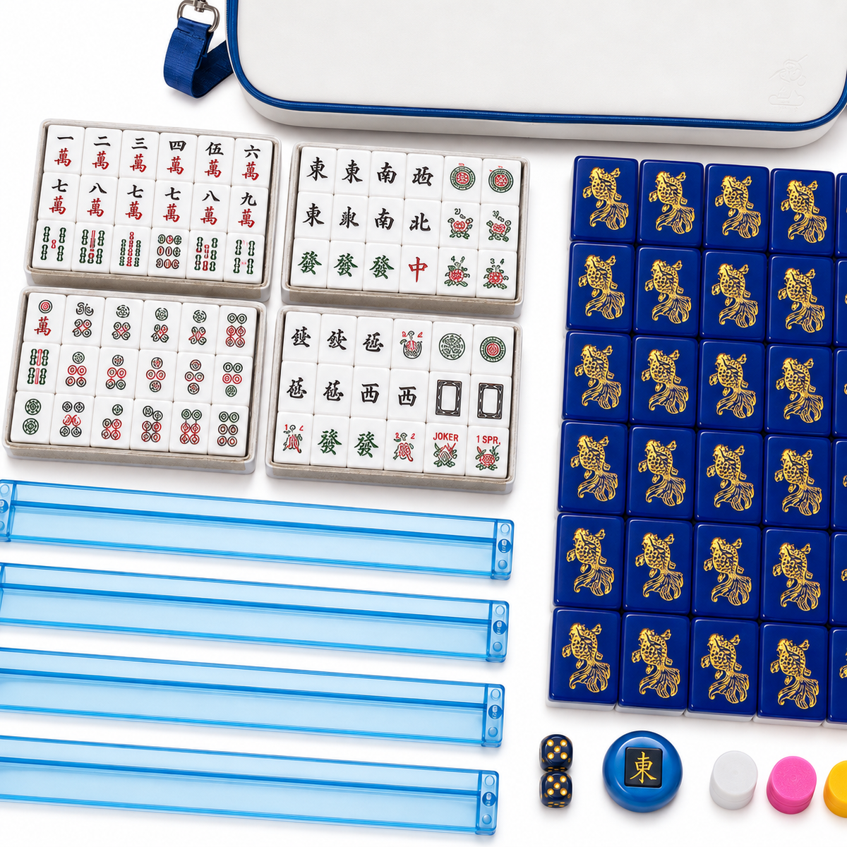 Premium Gold Edition American Mahjong Set – 166 Acrylic Tiles & White Case