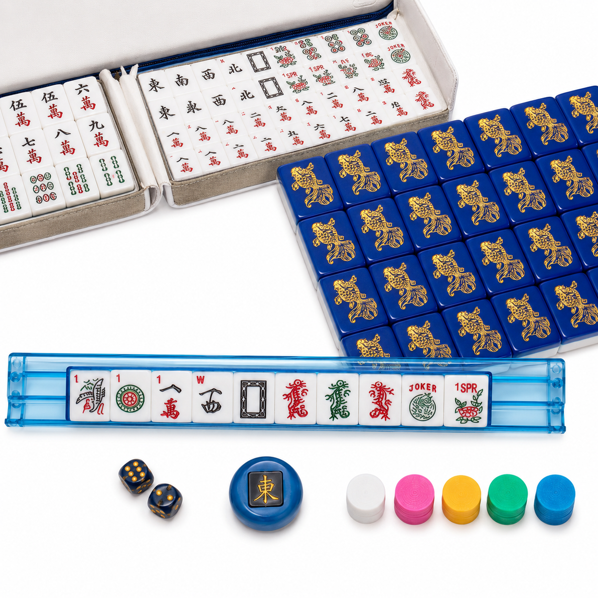 Premium Gold Edition American Mahjong Set – 166 Acrylic Tiles & White Case