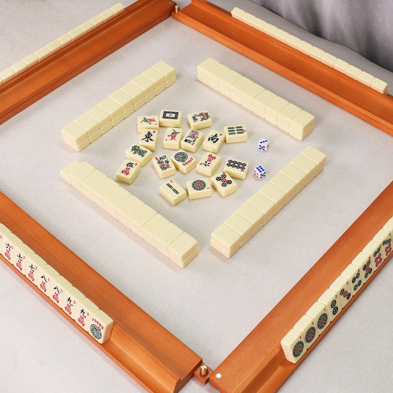 Solid Wood Mahjong Racks with Pushers – Set of 4